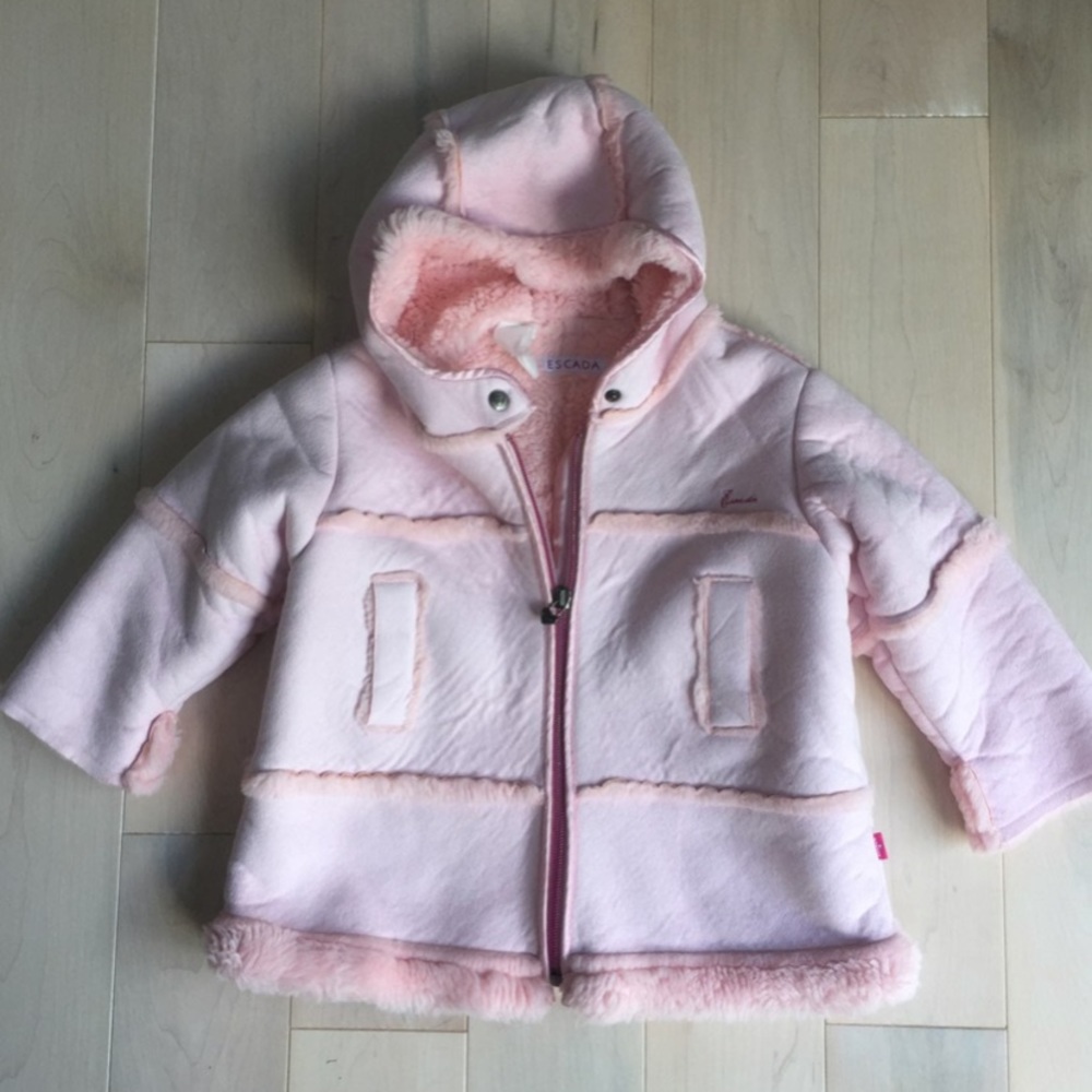 Escada girls super soft faux suede shearling warm coat jacket